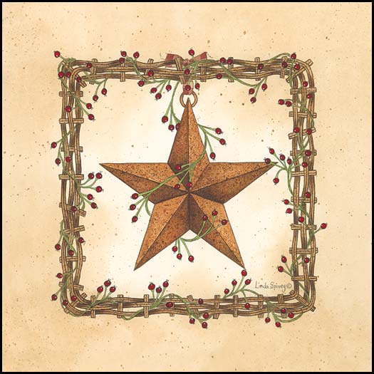 Barn Star With Square Wreath By Linda Spivey Art Print - 10 X 10-Penny Lane Publishing-The Village Merchant