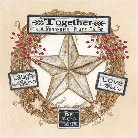 Penny Lane Publishing Barn Star Wreath By Linda Spivey Art Print - 12 X 12