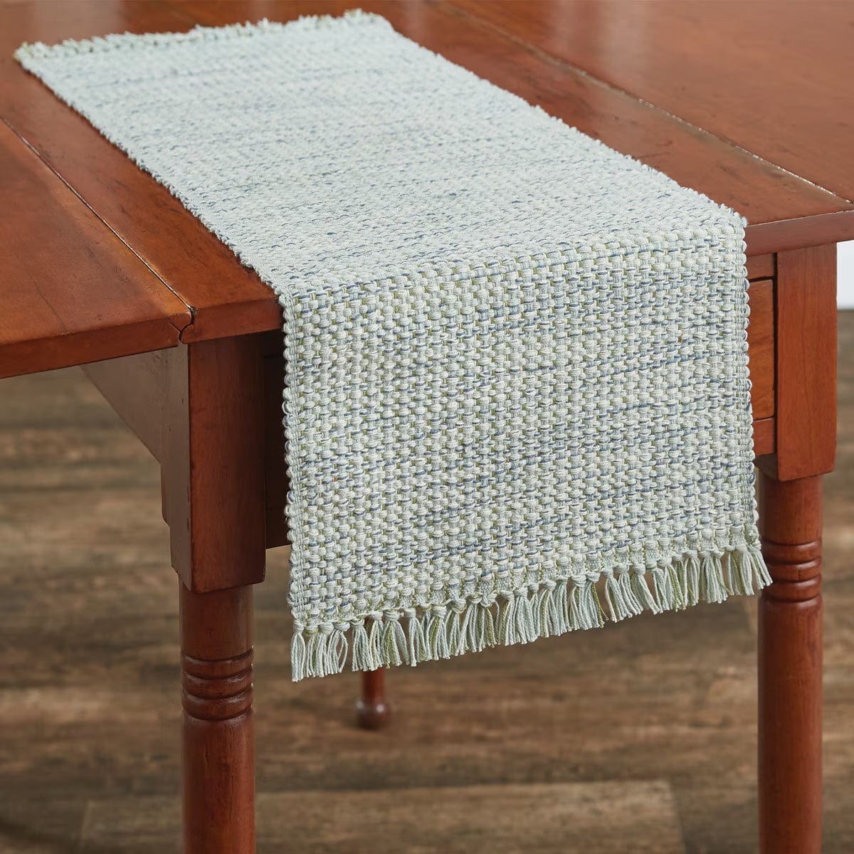 Basketweave Barely Blue Table Runner 54&#39; Long