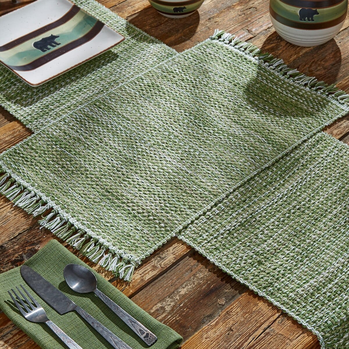 Basketweave Evergreen Placemat - Set of 2