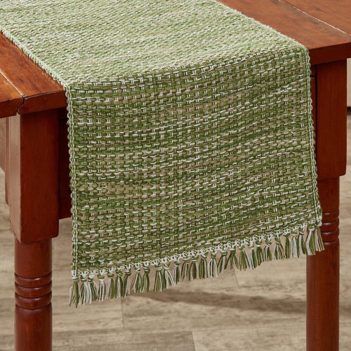 Basketweave Evergreen Table Runner 54&#39; Long