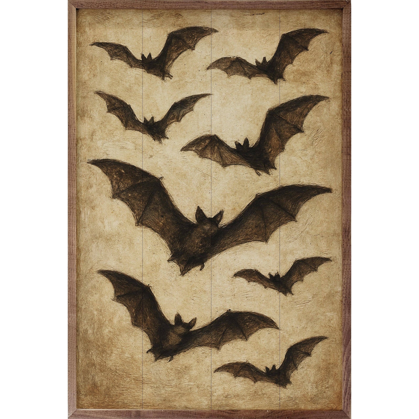 Kendrick Home Walnut Frames 5x8 / Brown Bats Printed and Framed Wall Sign