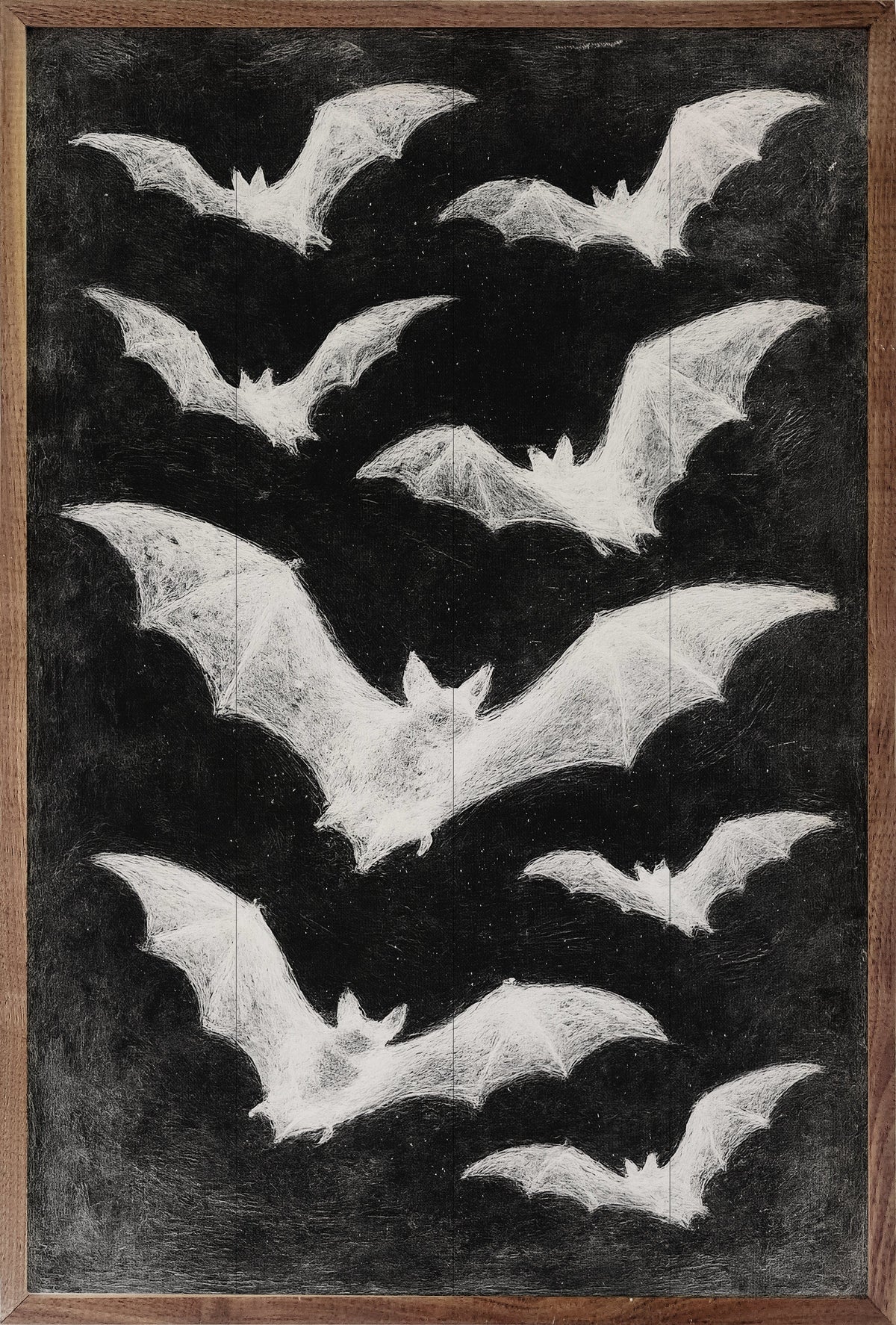 Kendrick Home Walnut Frames 5x8 / Black Bats Printed and Framed Wall Sign
