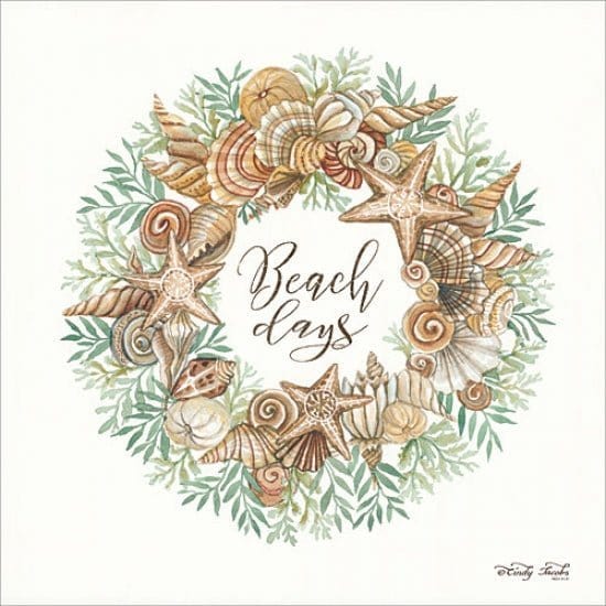 Beach Days Shell Wreath By Cindy Jacobs Art Print - 12 X 12-Penny Lane Publishing-The Village Merchant