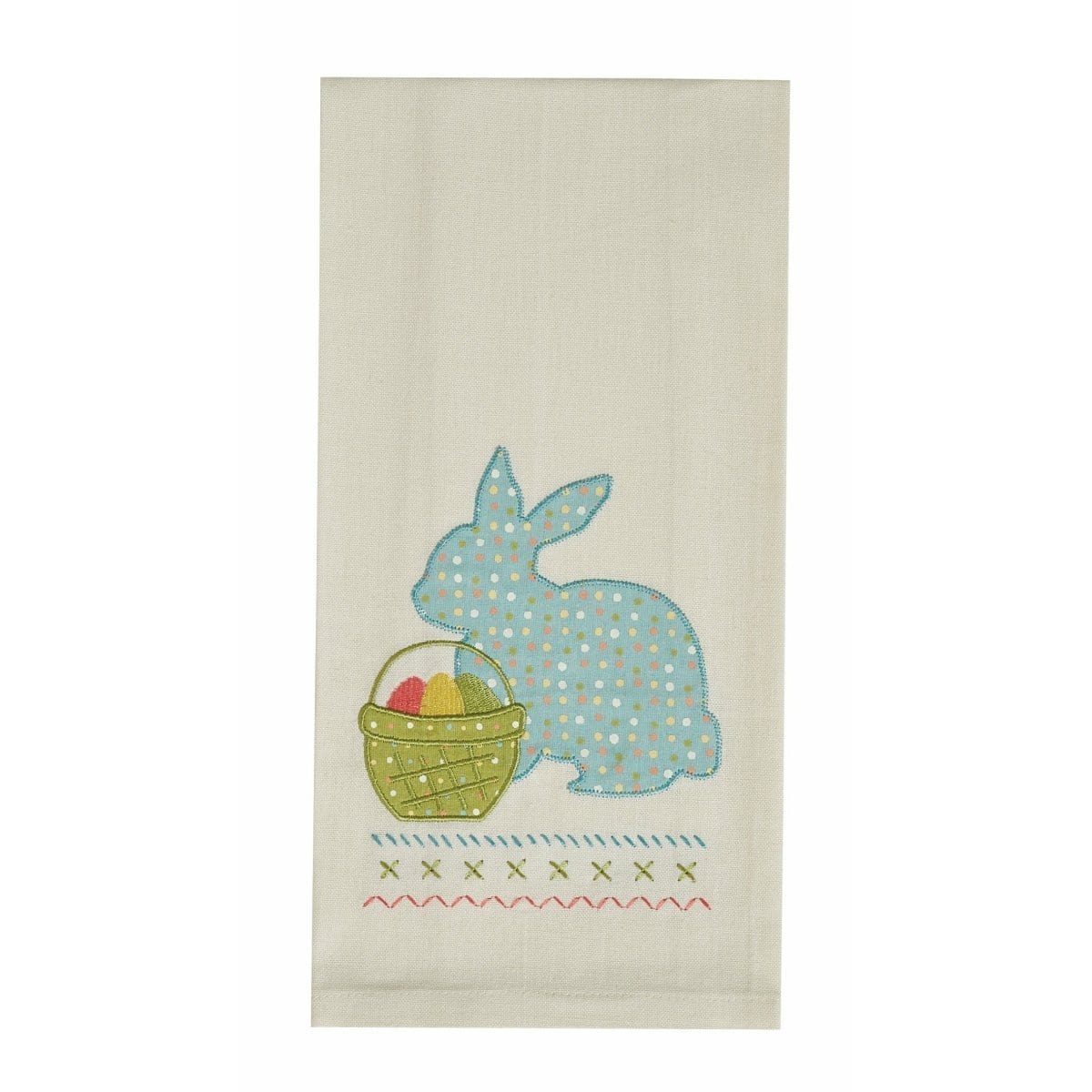 Beatrice Seersucker Bunny &amp; Basket Decorative Towel-Park Designs-The Village Merchant