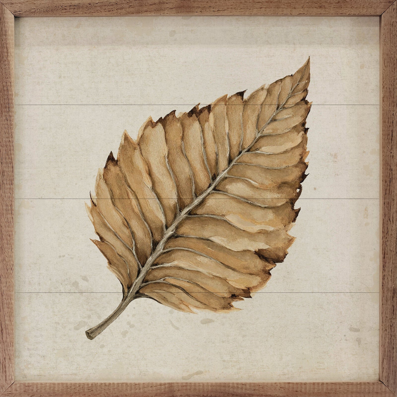 Kendrick Home Walnut Frames 4x4 Beech Leaf Printed and Framed Wall Sign