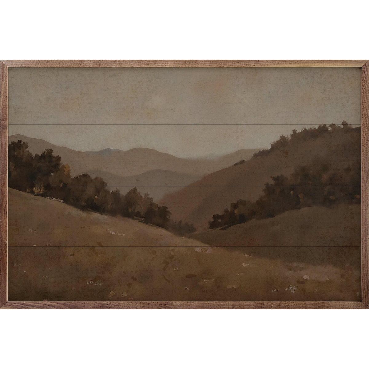Kendrick Home Walnut Frames Beige Landscape Printed and Framed Wall Sign