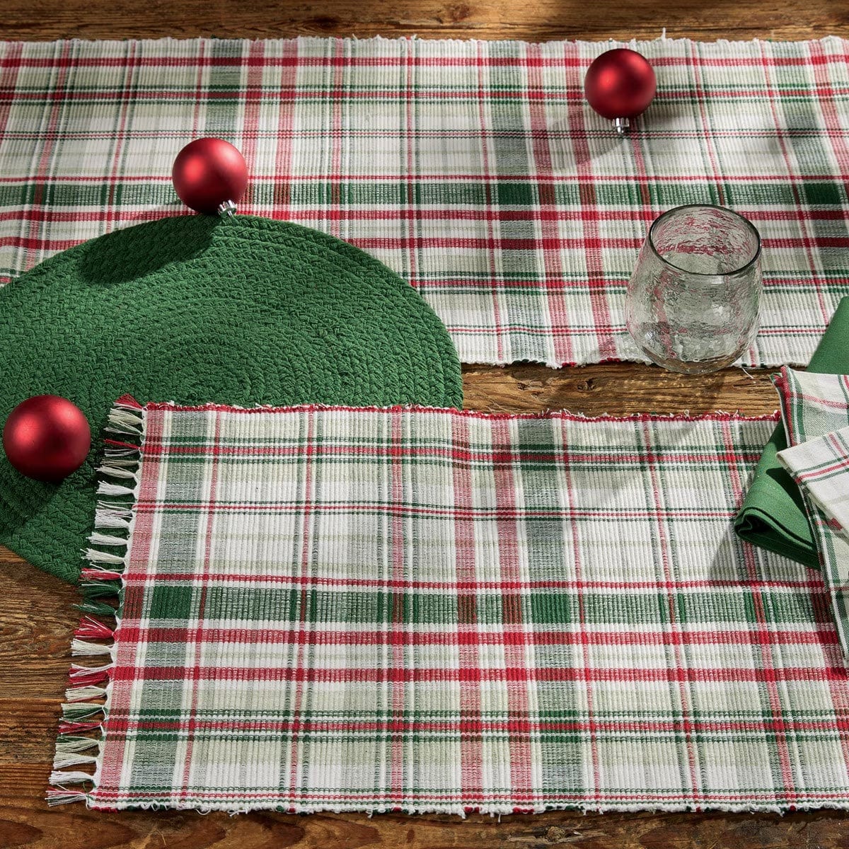 Berry Frost Plaid Table Runner 54'' Long