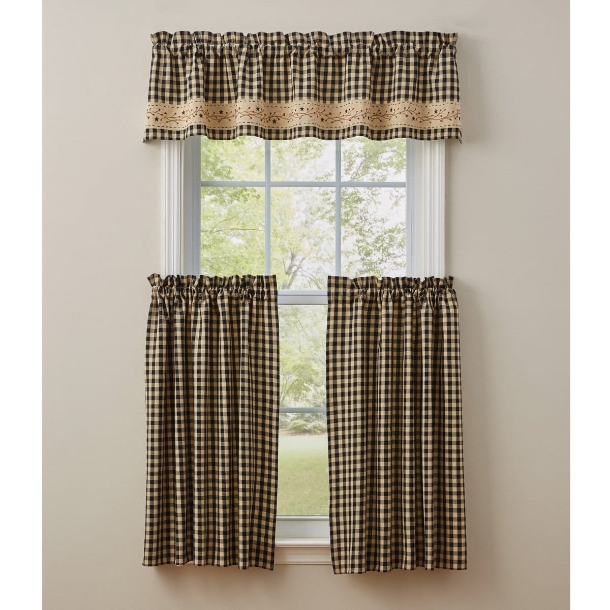 Berry Gingham Border Valance lined-Park Designs-The Village Merchant