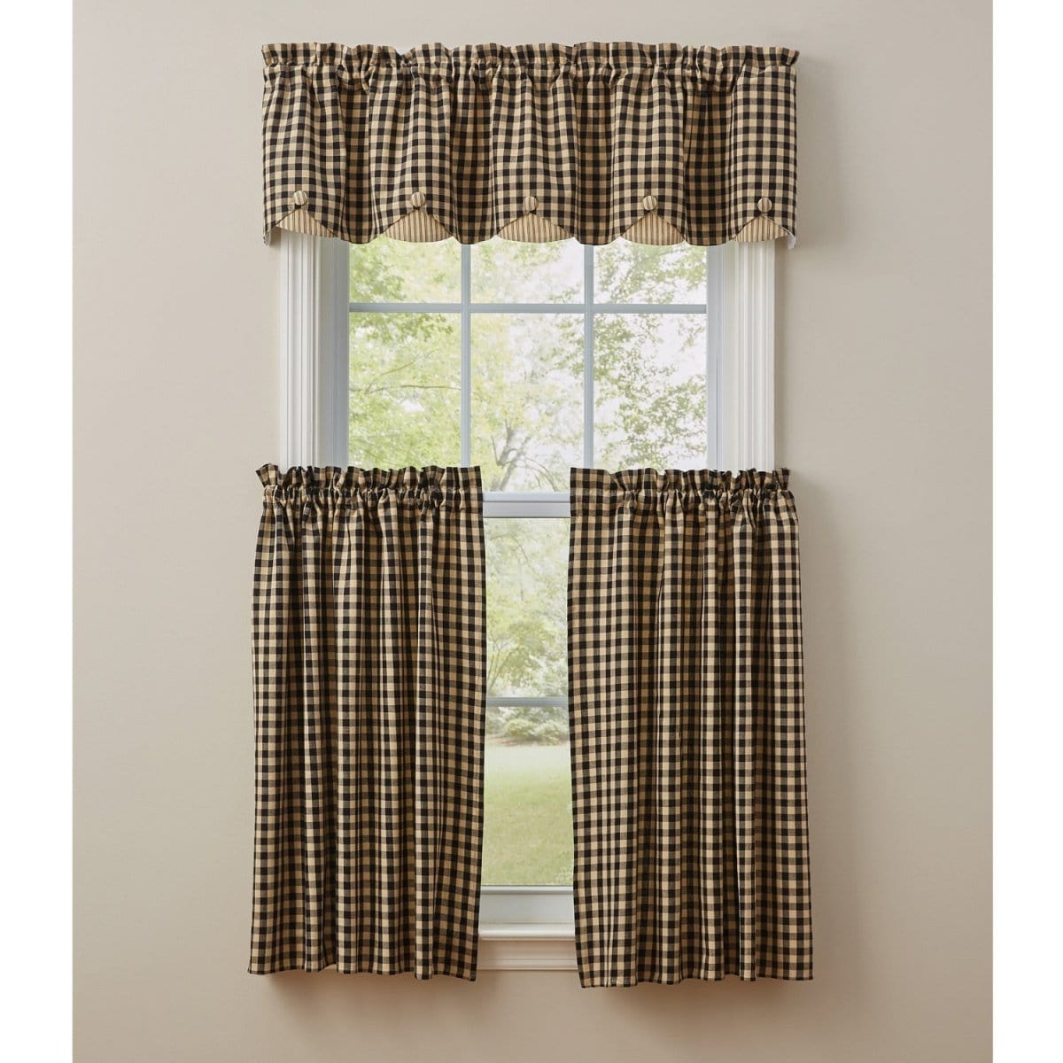 Berry Gingham Scalloped Valance lined-Park Designs-The Village Merchant