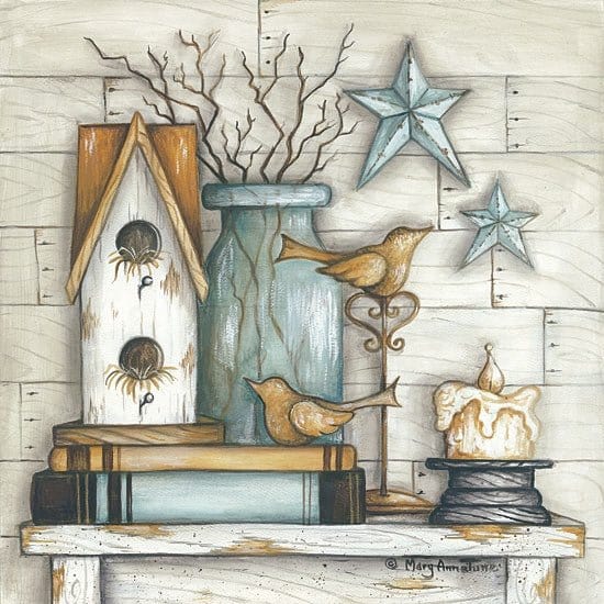 Penny Lane Publishing Birdhouse On Books By Mary Ann June Art Print - 12 X 12