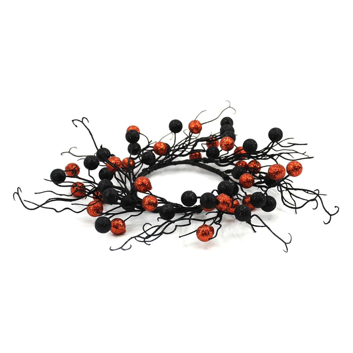 Black and Orange Glitter Candle Ring / Wreath 4.5&quot; Inner Diameter