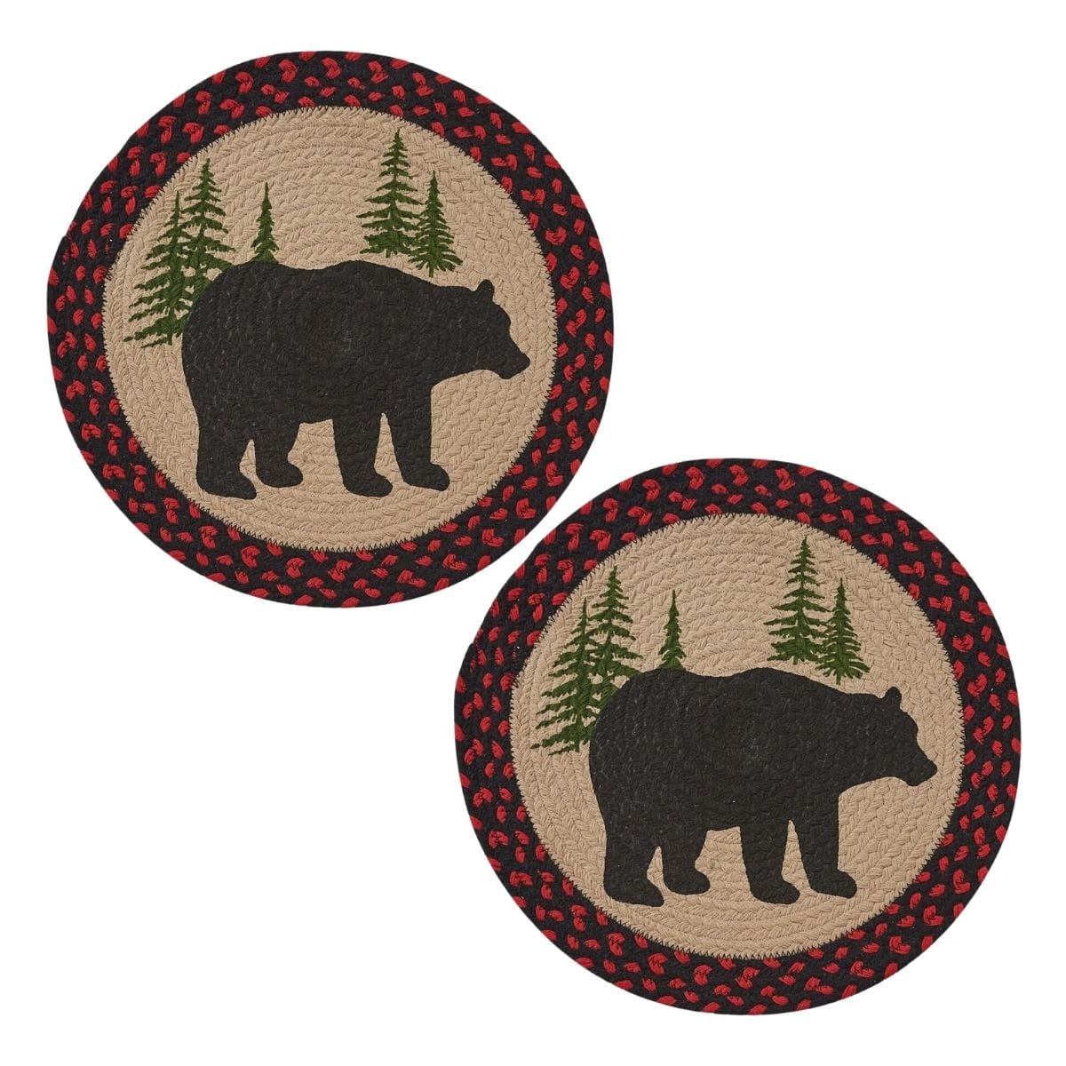Park Designs Black Bear Braided & Printed Placemat Round Set of 2