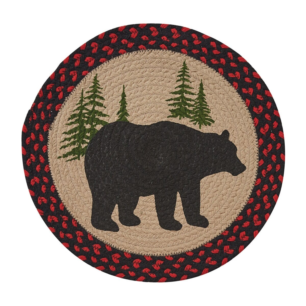 Park Designs Black Bear Braided & Printed Placemat Round Set of 2