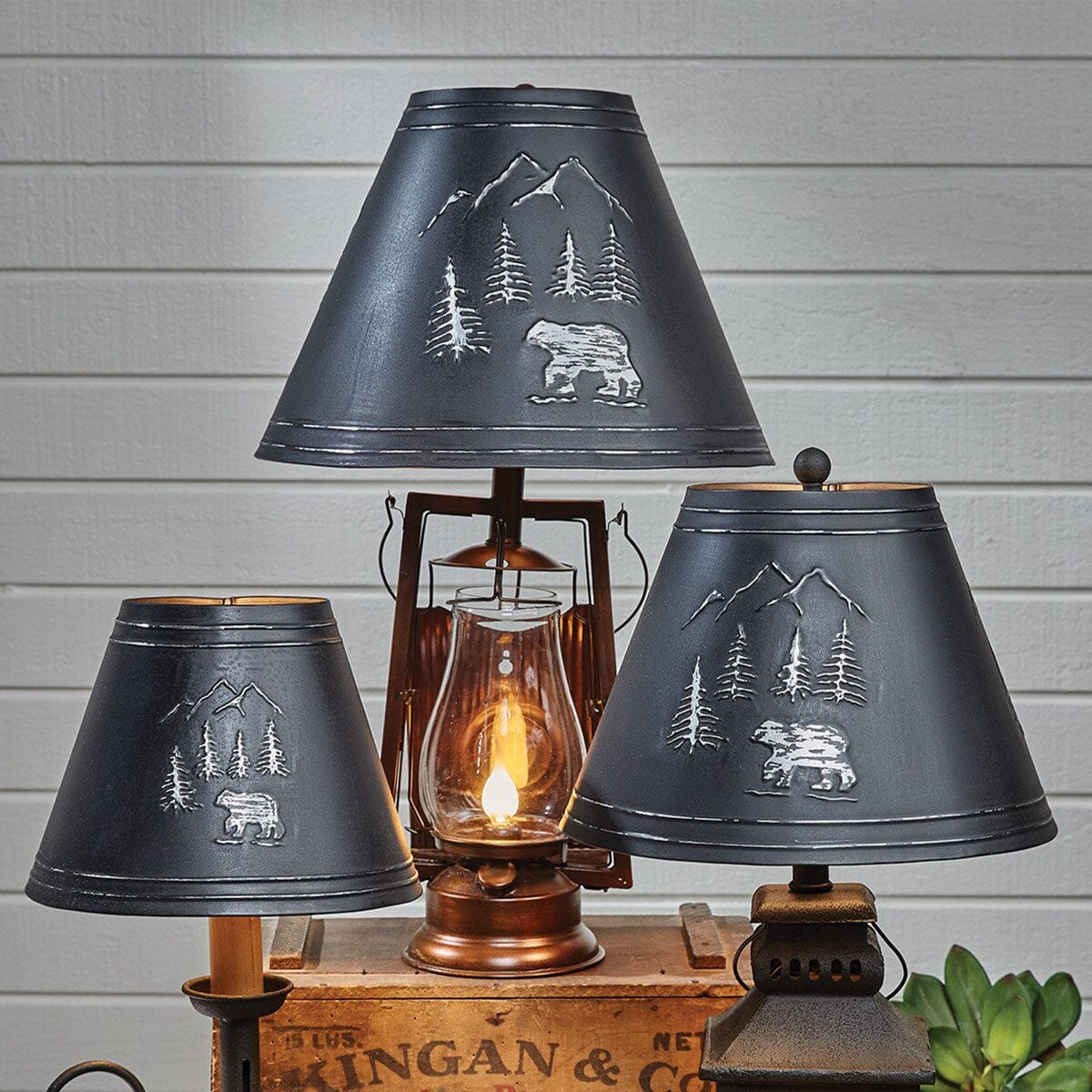 Black Bear Embossed Metal Lamp Shade - 3 Sizes