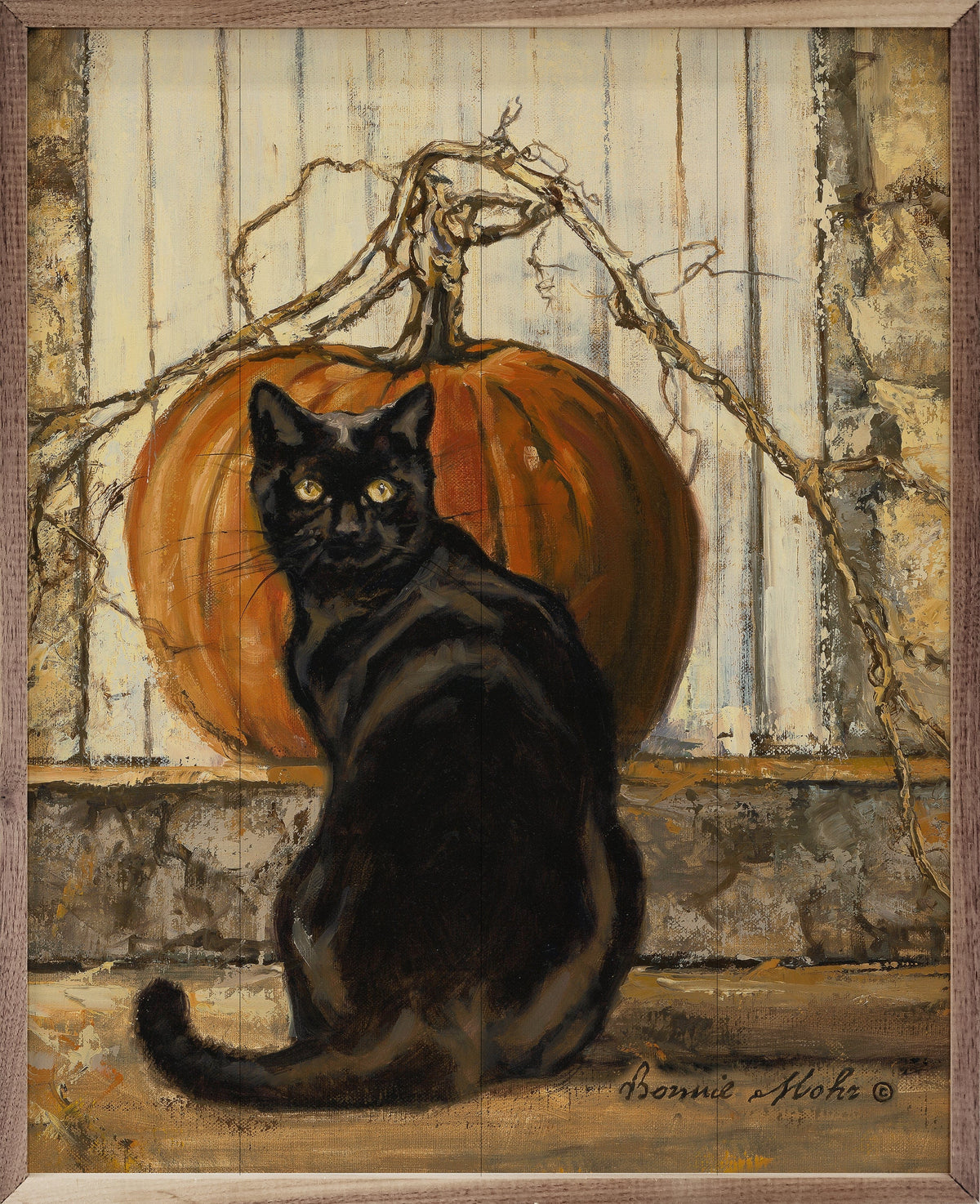 Kendrick Home Walnut Frames 8x10 Black Cat By Bonnie Mohr
