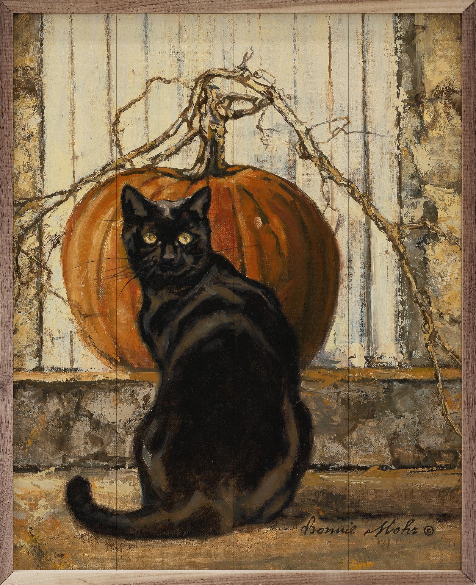 Kendrick Home Walnut Frames 8x10 Black Cat By Bonnie Mohr
