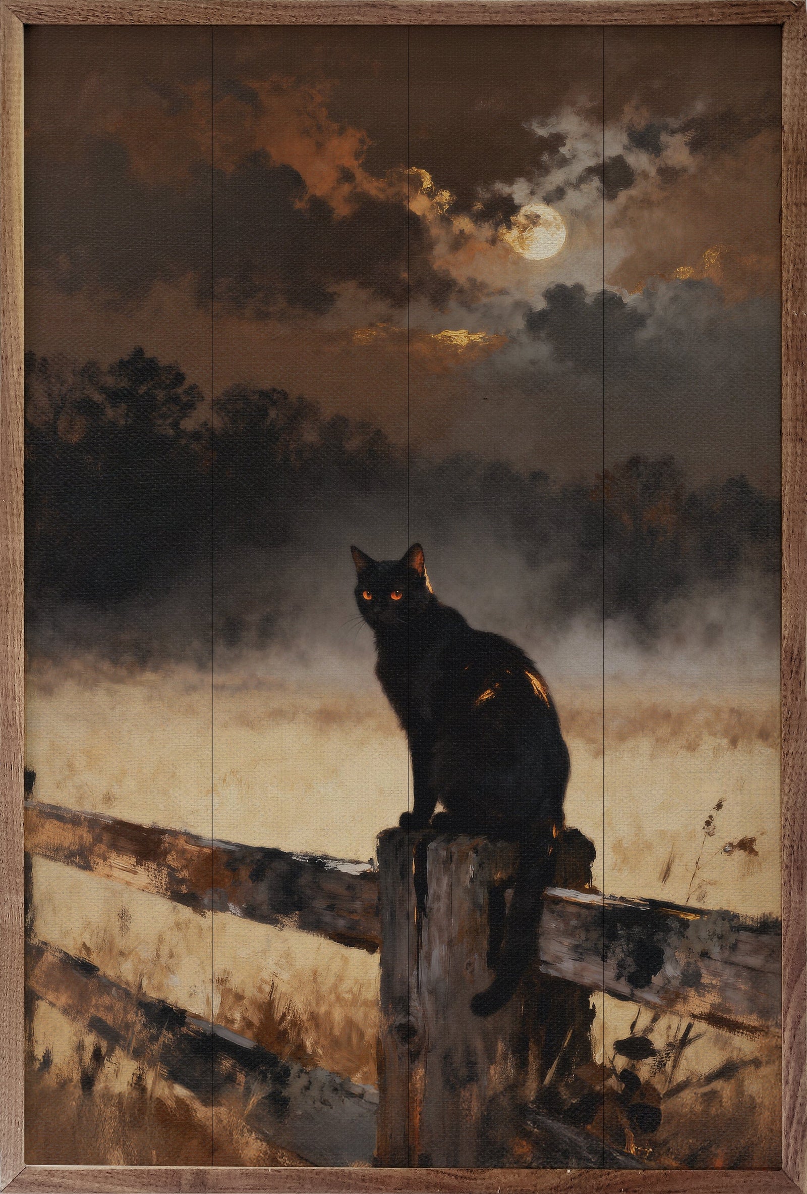 Kendrick Home Walnut Frames 5x8 Black Cat On Fence