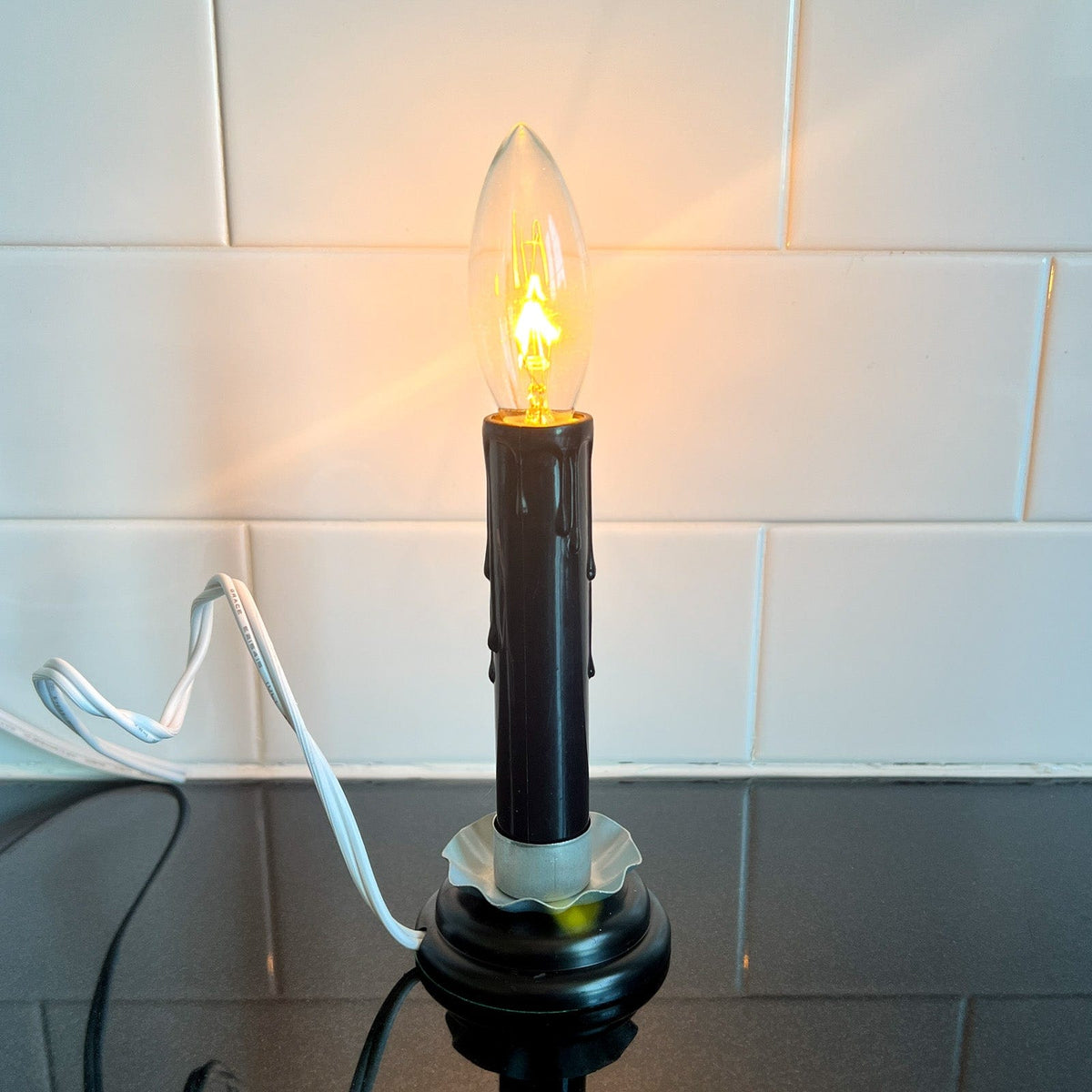 Black Country Candle Lamp 5&quot; High With 7 Watt Bulb