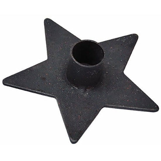 Black Iron Flat Star - Large Candle Holder For Taper Candles-Craft Wholesalers-The Village Merchant