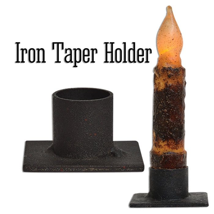 Black Iron - Primitive Candle Holder For Taper Candles Rectangle-CWI Gifts-The Village Merchant