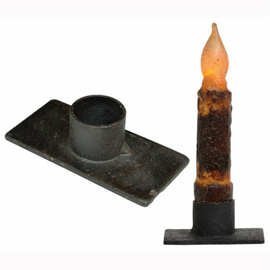 Black Iron - Primitive Candle Holder For Taper Candles Rectangle-CWI Gifts-The Village Merchant