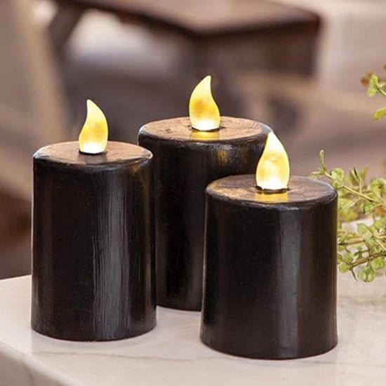 Black LED Battery Pillar Candle Light 3.5" High - Timer Feature-Craft Wholesalers-The Village Merchant