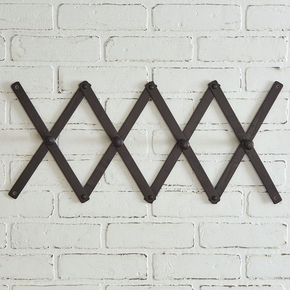 Black Metal Accordion Coat Rack 4 Hooks-CTW Home-The Village Merchant