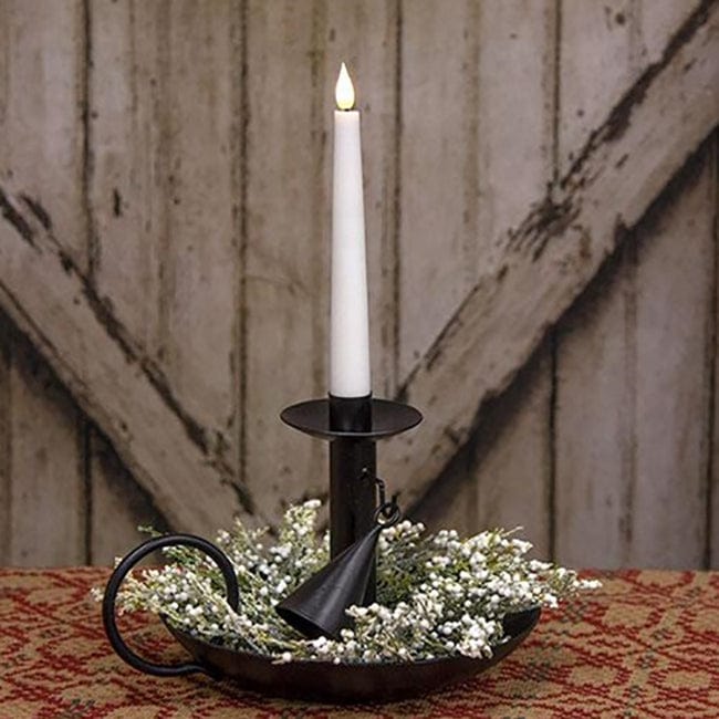Black Metal Candle Holder With Snuffer For Taper Candles