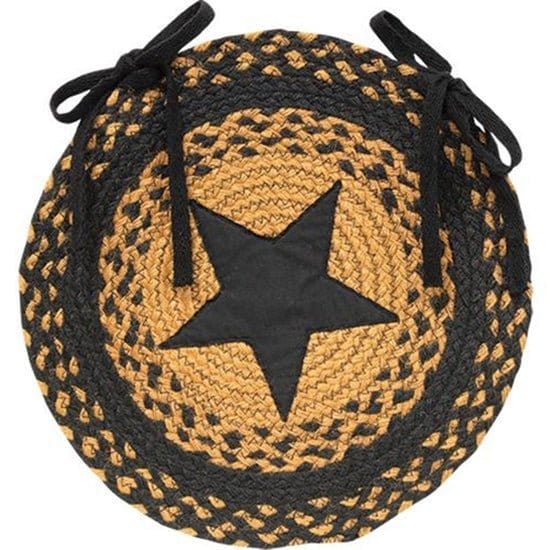 Black Star Braided Jute Chair Pad 15" Diameter Round-Craft Wholesalers-The Village Merchant