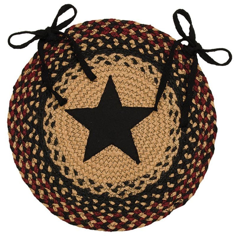 Black Star Braided Jute Chair Pad 15&quot; Diameter Round-Craft Wholesalers-The Village Merchant