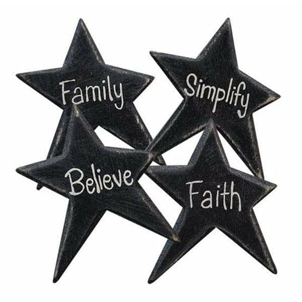 Black Star Inspirational Word Magnet Set of 4 - Assorted-Craft Wholesalers-The Village Merchant