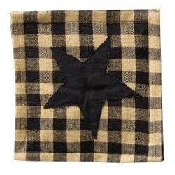 Black &amp; Tan Check Appliqued Star Coaster Square Set of 4