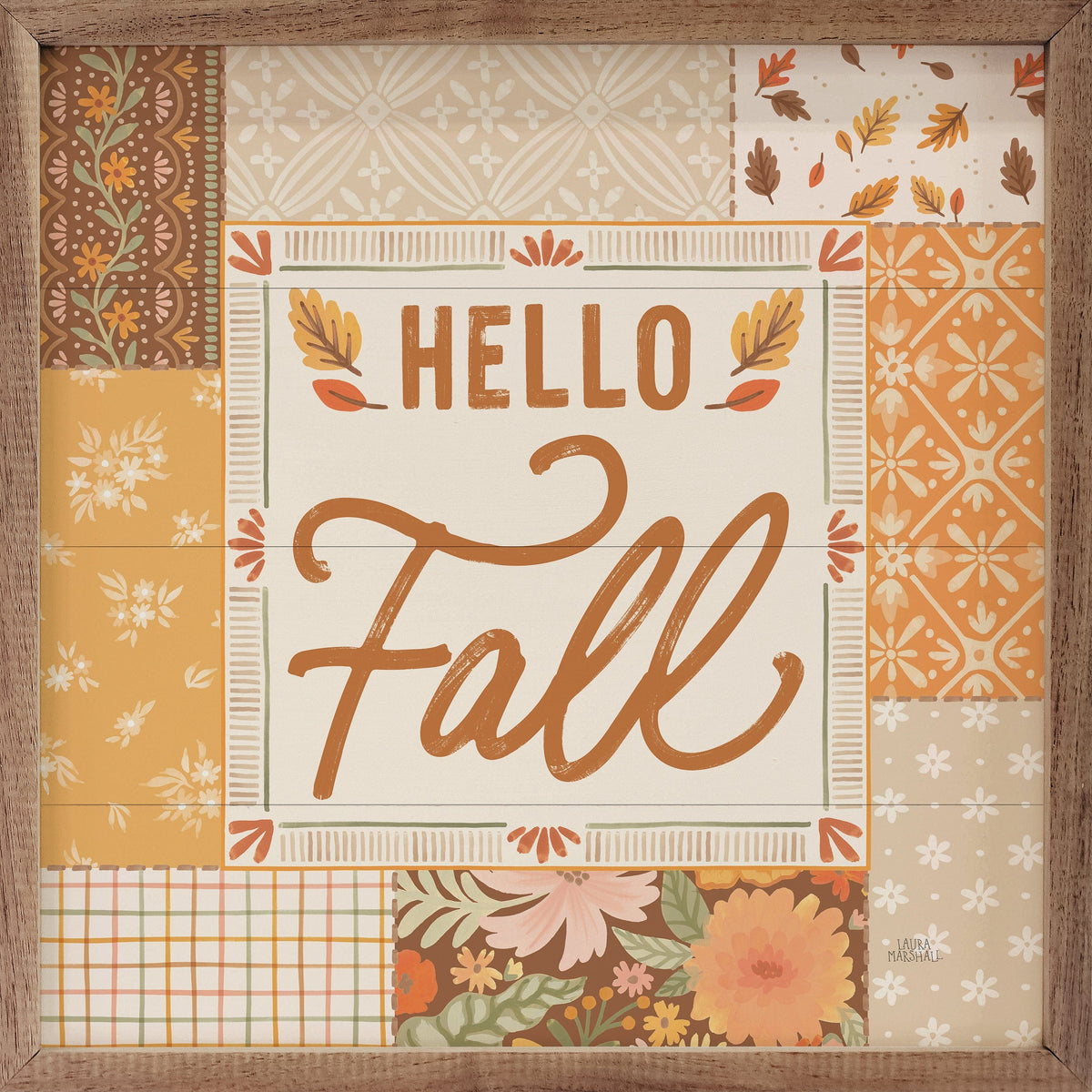 Kendrick Home Walnut Frames 4x4 Blooming Autumn II By Laura Marshall Printed and Framed Wall Sign