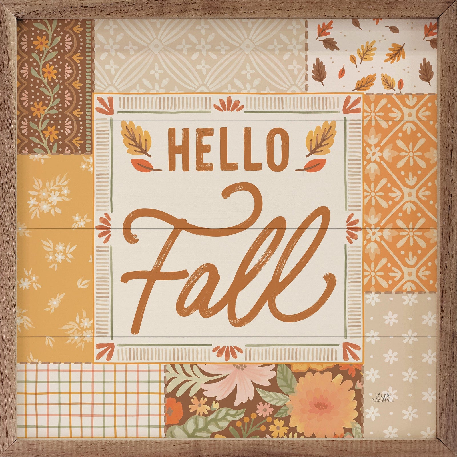 Kendrick Home Walnut Frames 4x4 Blooming Autumn II By Laura Marshall Printed and Framed Wall Sign