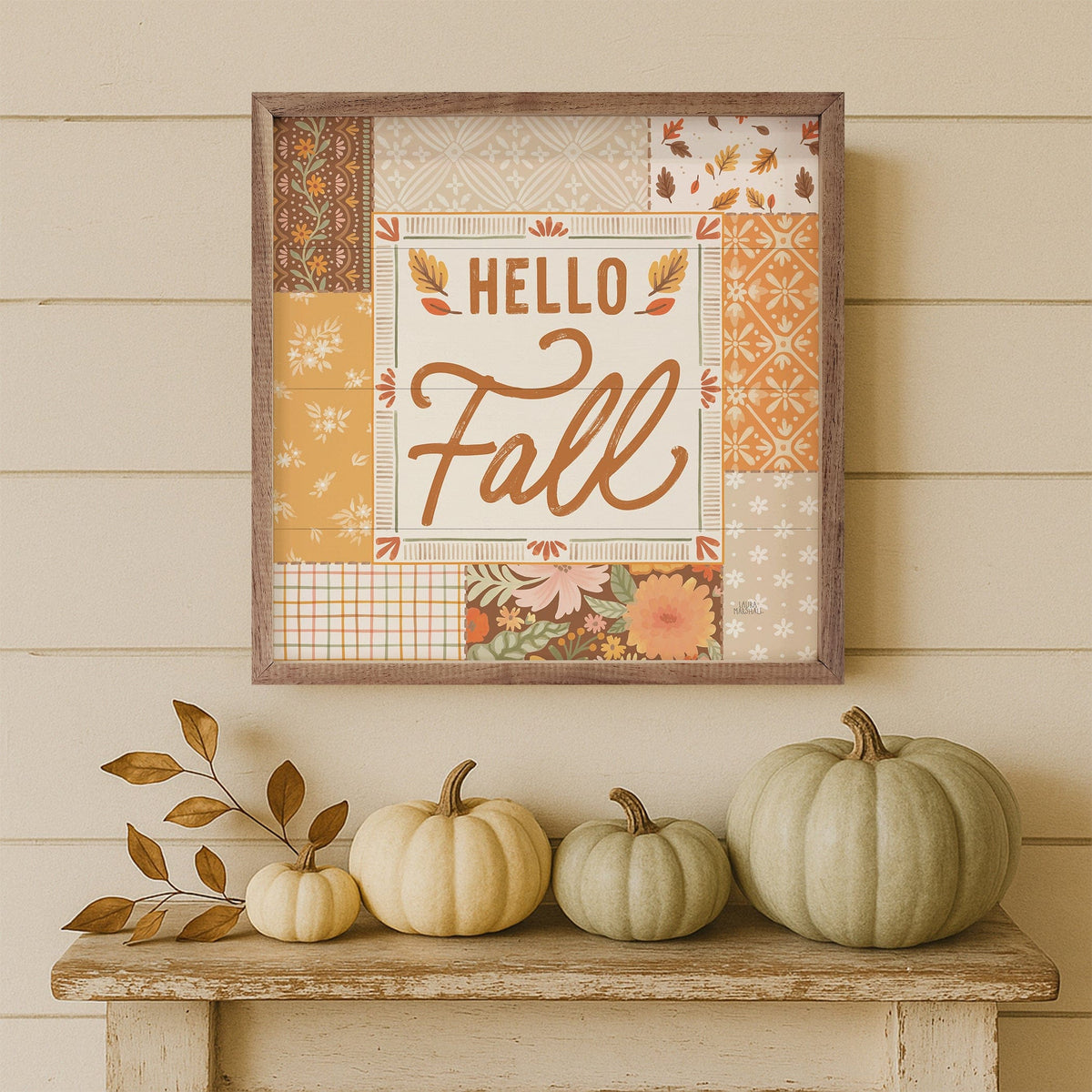 Kendrick Home Walnut Frames Blooming Autumn II By Laura Marshall Printed and Framed Wall Sign