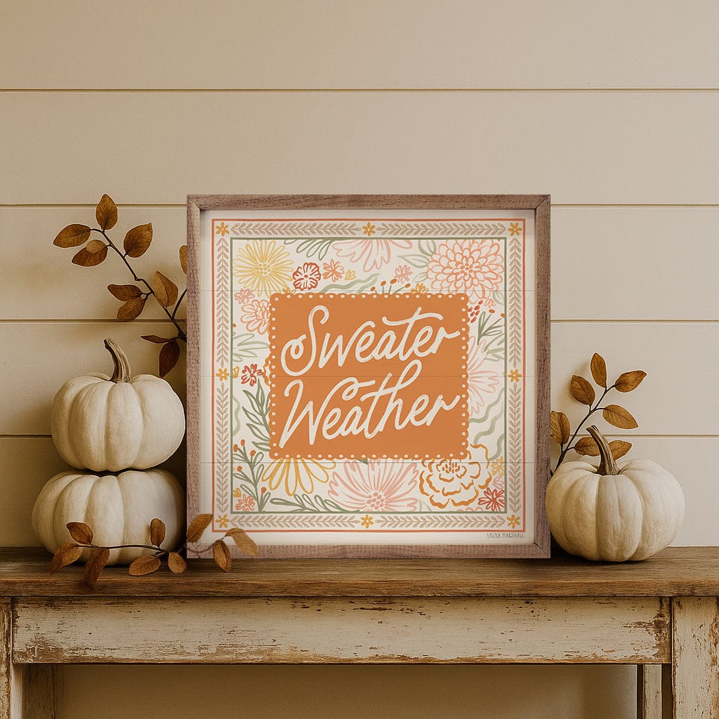 Kendrick Home Walnut Frames Blooming Autumn II By Laura Marshall Printed and Framed Wall Sign
