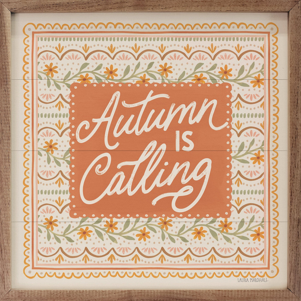 Kendrick Home Walnut Frames 4x4 Blooming Autumn IV By Laura Marshall Printed and Framed Wall Sign