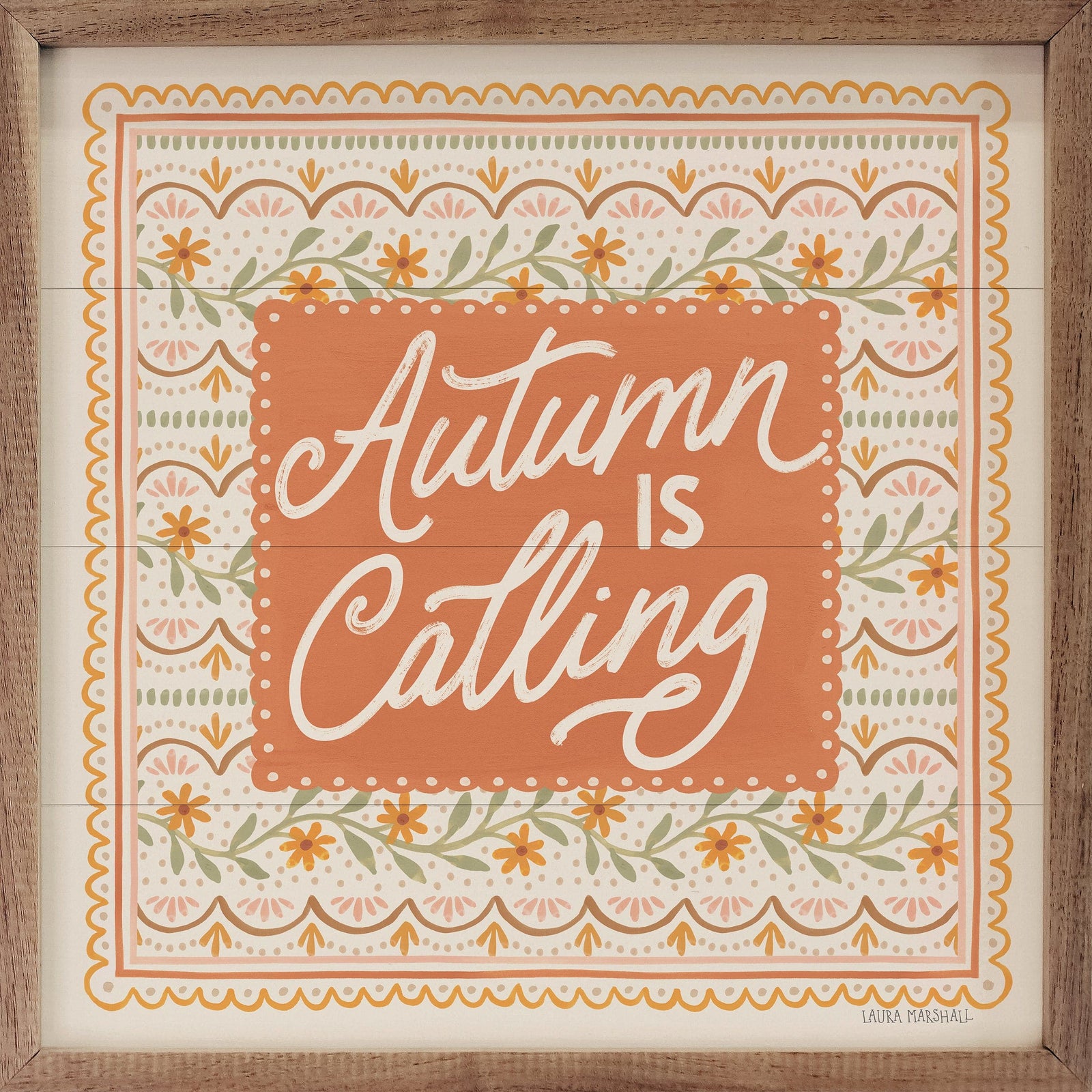 Kendrick Home Walnut Frames 4x4 Blooming Autumn IV By Laura Marshall Printed and Framed Wall Sign