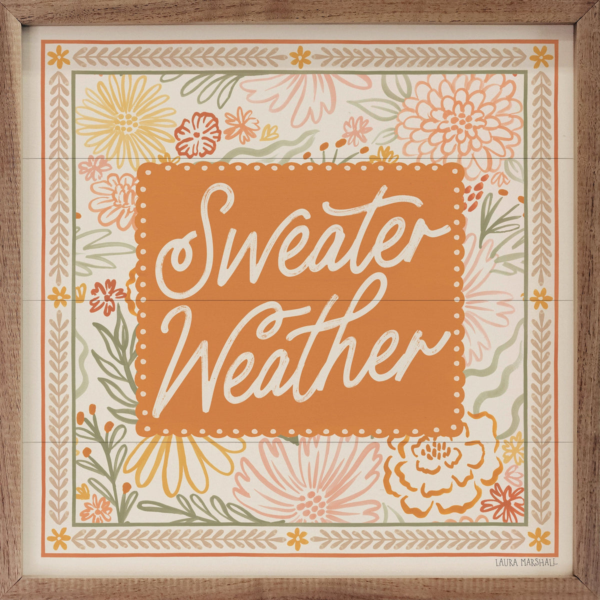 Kendrick Home Walnut Frames 4x4 Blooming Autumn VII By Laura Marshall Printed and Framed Wall Sign