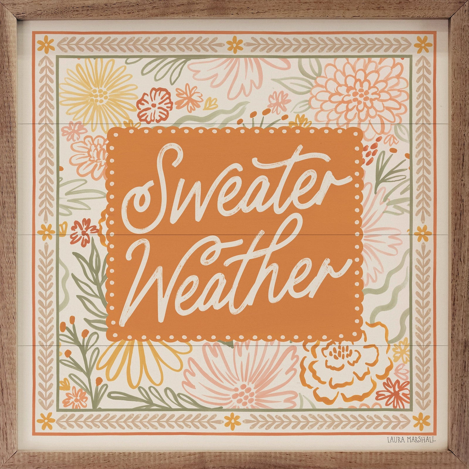 Kendrick Home Walnut Frames 4x4 Blooming Autumn VII By Laura Marshall Printed and Framed Wall Sign