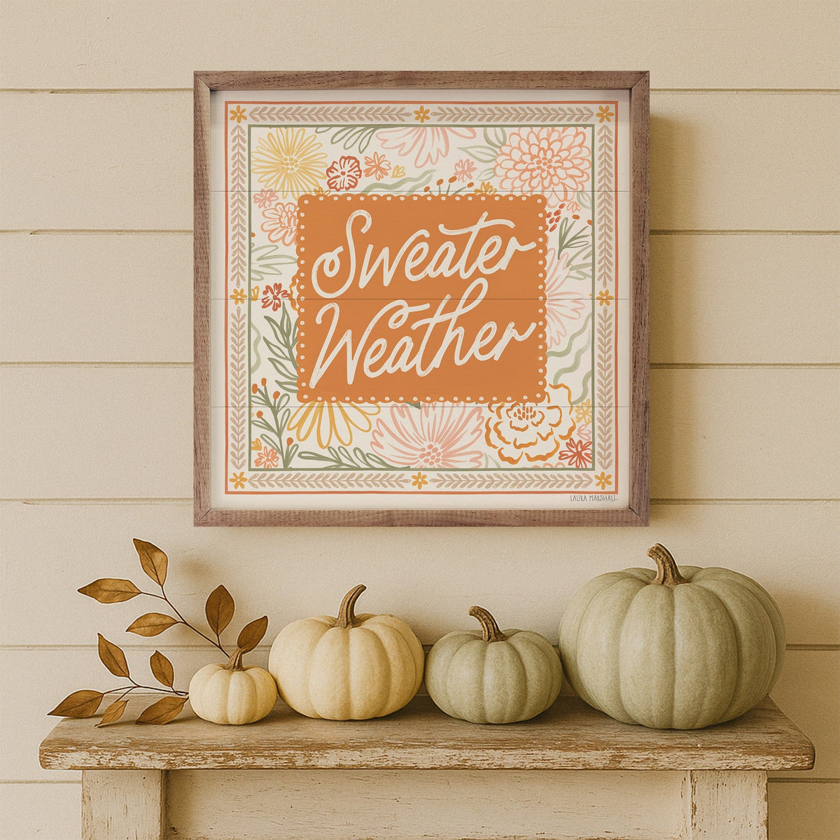 Kendrick Home Walnut Frames Blooming Autumn VII By Laura Marshall Printed and Framed Wall Sign