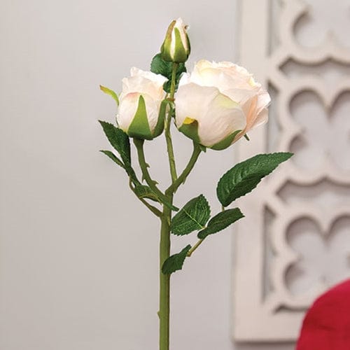 Blooming Blush Ivory Roses Pick / Stem 17" High