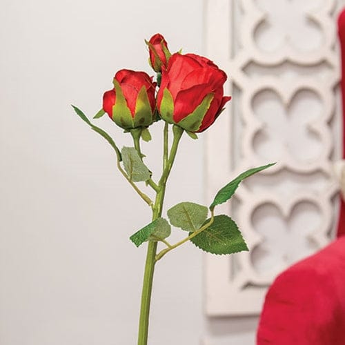 CWI Gifts Flower Stem Blooming Red Roses Pick / Stem 17" High