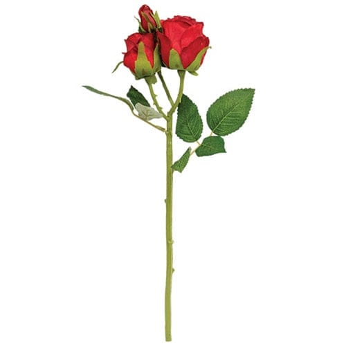 CWI Gifts Flower Stem Blooming Red Roses Pick / Stem 17" High