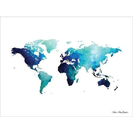 Blue Space World Map By Seven Trees Art Print - 12 X 16-Penny Lane Publishing-The Village Merchant