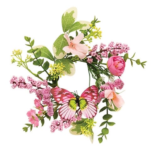 Blushing Butterfly Garden Candle Ring / Wreath 3" Inner Diameter