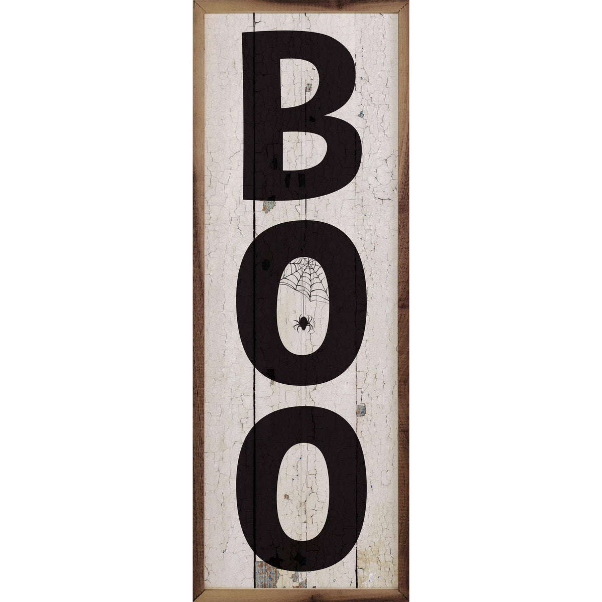 Kendrick Home Walnut Frames 4x12 BOO Whitewash Printed and Framed Wall Sign