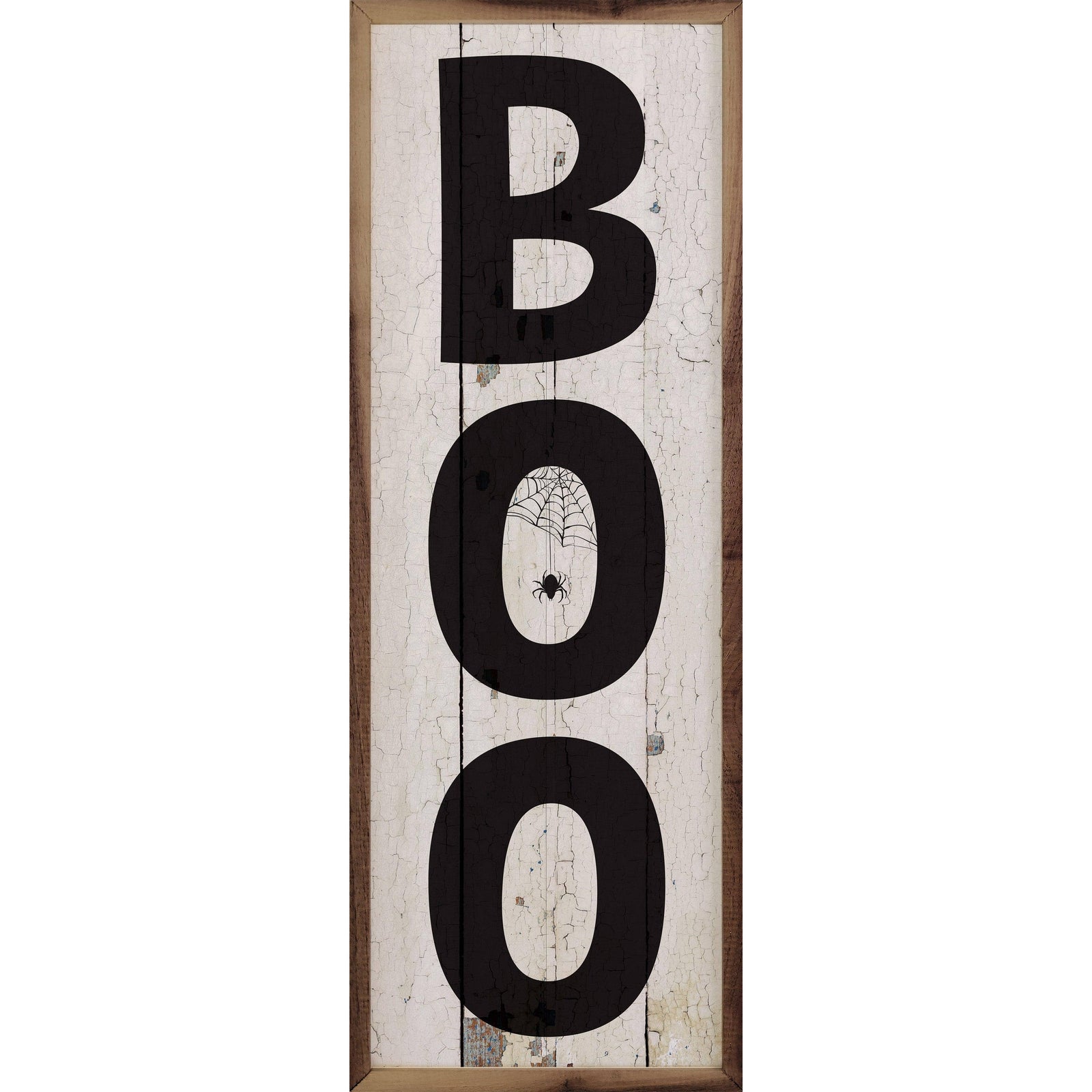 Kendrick Home Walnut Frames 4x12 BOO Whitewash Printed and Framed Wall Sign