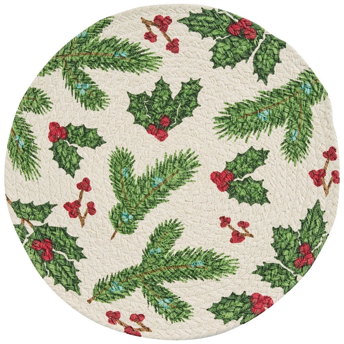 Boughs of Holly Braided Placemat Round-Park Designs-The Village Merchant